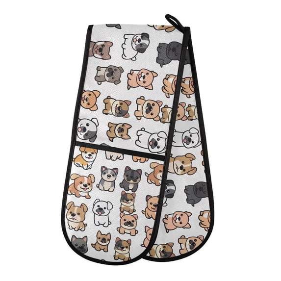Dailycode Double Sided Oven Mitt with Loop Heat Resistant Kitchen Long Potholders 7" x 35" Lovely Cute Dogs