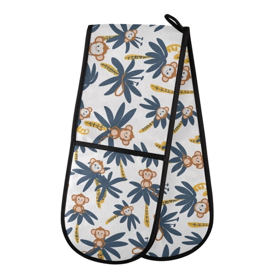 Dailycode Double Sided Oven Mitt with Loop Heat Resistant Kitchen Long Potholders 7" x 35" Monkey on Tree
