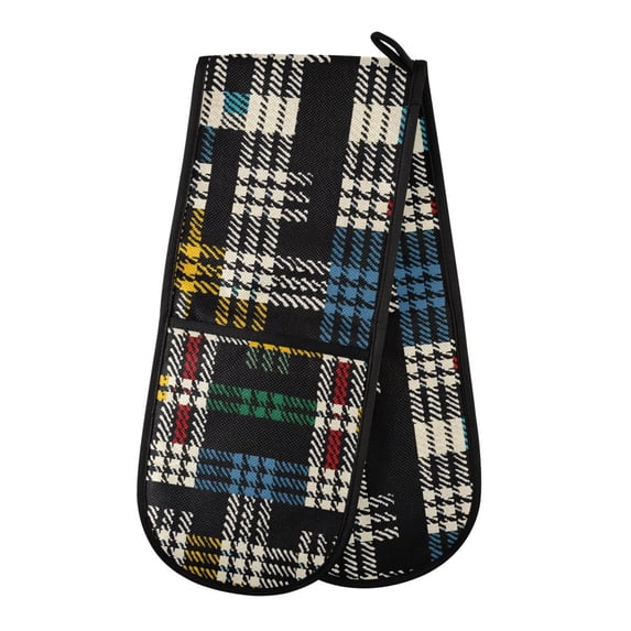 Dailycode Double Sided Oven Mitt with Loop Heat Resistant Kitchen Long Potholders 7" x 35" Multicolored Scottish Tartan