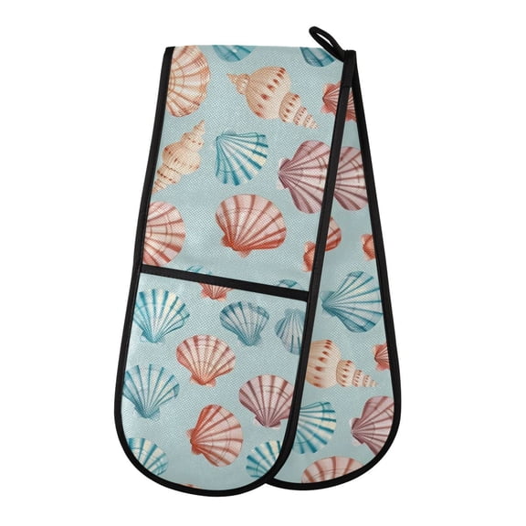 Dailycode Double Sided Oven Mitt with Loop Heat Resistant Kitchen Long Potholders 7" x 35" Pastel Colors Shells
