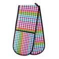 thumbnail image 1 of Dailycode Double Sided Oven Mitt with Loop Heat Resistant Kitchen Long Potholders 7" x 35" Rainbow Harlequin Squares, 1 of 6