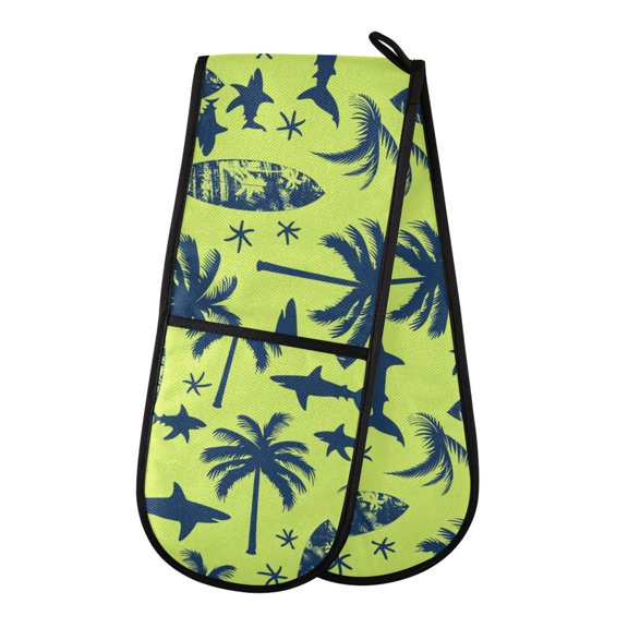 Dailycode Double Sided Oven Mitt with Loop Heat Resistant Kitchen Long Potholders 7" x 35" Sharks Tree Silhouette