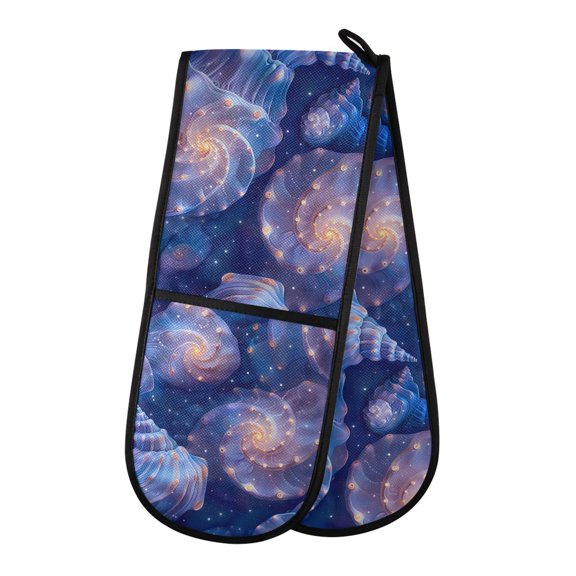 Dailycode Double Sided Oven Mitt with Loop Heat Resistant Kitchen Long Potholders 7" x 35" Starry Sky Shells