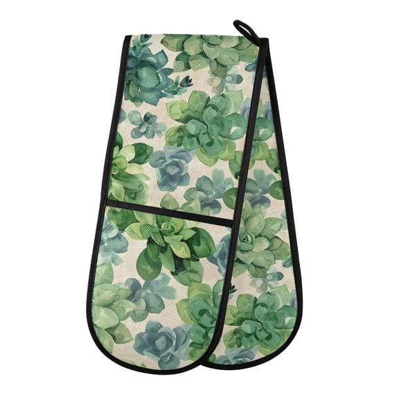 Dailycode Double Sided Oven Mitt with Loop Heat Resistant Kitchen Long Potholders 7" x 35" Succulents Flowers