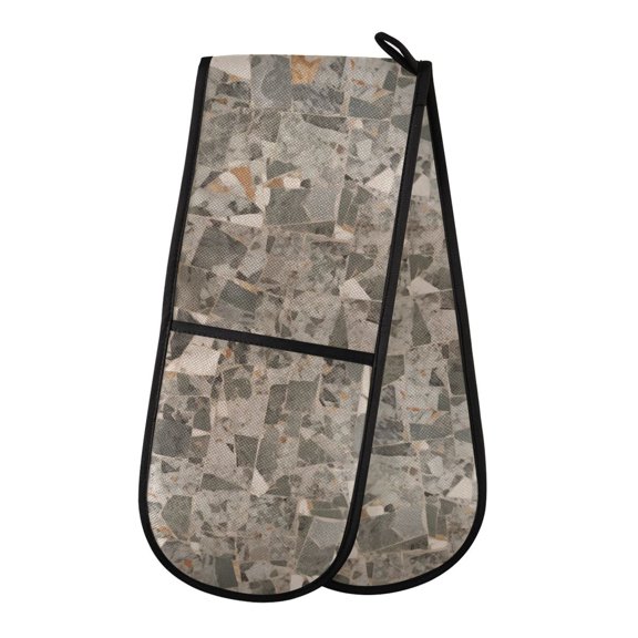 Dailycode Double Sided Oven Mitt with Loop Heat Resistant Kitchen Long Potholders 7" x 35" Terrazzo Floor