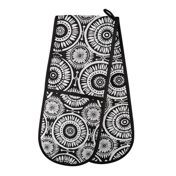 Dailycode Double Sided Oven Mitt with Loop Heat Resistant Kitchen Long Potholders 7" x 35" Traditional African Tribal