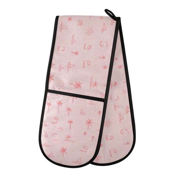 Dailycode Double Sided Oven Mitt with Loop Heat Resistant Kitchen Long Potholders 7" x 35" Tree Sailboat Sun