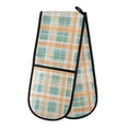 thumbnail image 1 of Dailycode Double Sided Oven Mitt with Loop Heat Resistant Kitchen Long Potholders 7" x 35" Turquoise Orange White Plaid, 1 of 6