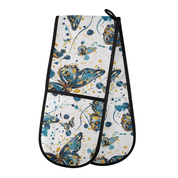 Dailycode Double Sided Oven Mitt with Loop Heat Resistant Kitchen Long Potholders 7" x 35" Van Gogh Butterfly