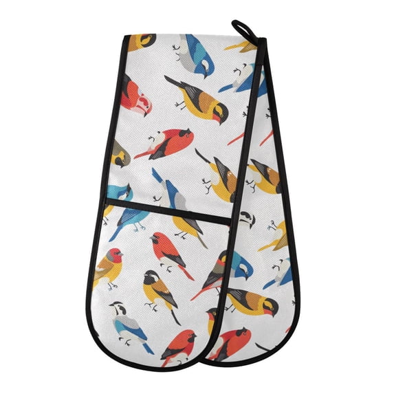 Dailycode Double Sided Oven Mitt with Loop Heat Resistant Kitchen Long Potholders 7" x 35" Various Color Birds