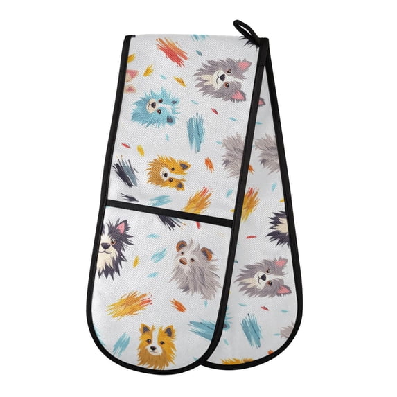 Dailycode Double Sided Oven Mitt with Loop Heat Resistant Kitchen Long Potholders 7" x 35" Various Color Dogs