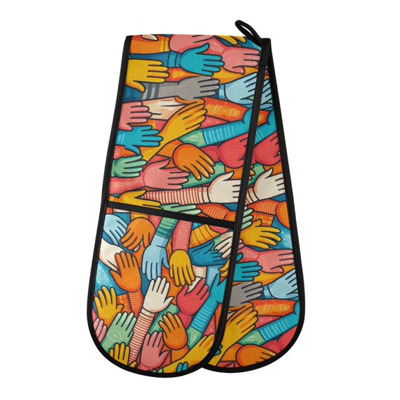Dailycode Double Sided Oven Mitt with Loop Heat Resistant Kitchen Long Potholders 7" x 35" Various Colorful Hand