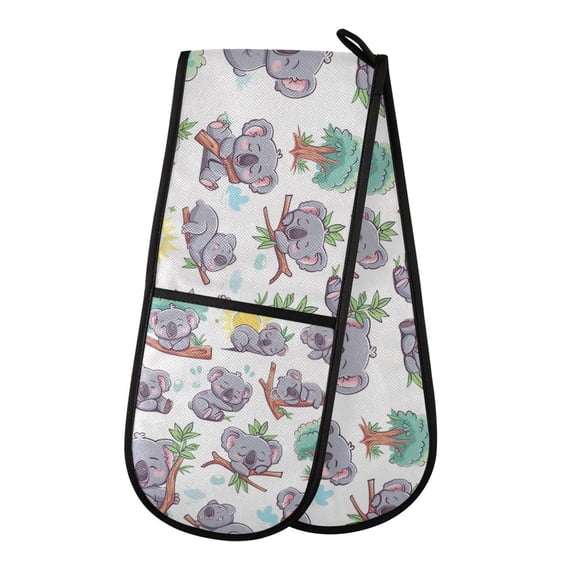 Dailycode Double Sided Oven Mitt with Loop Heat Resistant Kitchen Long Potholders 7" x 35" Various Pose Koalas