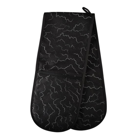 Dailycode Double Sided Oven Mitt with Loop Heat Resistant Kitchen Long Potholders 7" x 35" White Lightning Texture