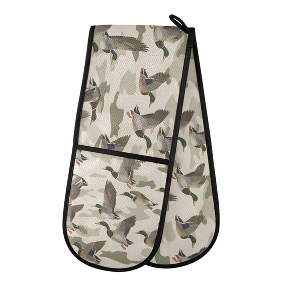 Dailycode Double Sided Oven Mitt with Loop Heat Resistant Kitchen Long Potholders 7" x 35" Wild Ducks Flying
