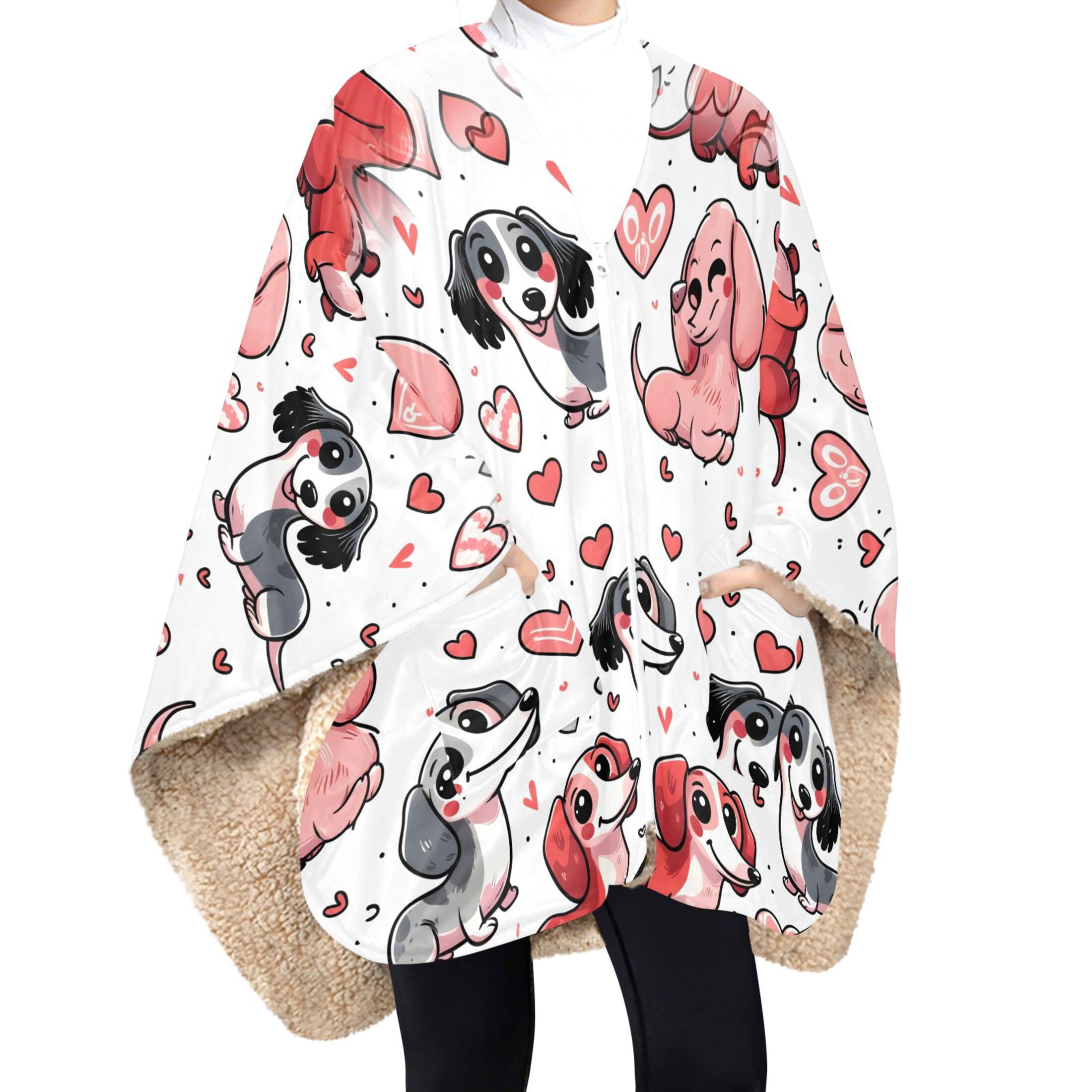 Dailycode Fleece Wearable Blanket Poncho Double Layer Blanket Shawl ...