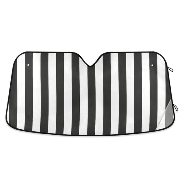 Dailycode Foldable Car Windshield Sun Shade Front Window Visor Blocks UV Rays Keeps Interior Cool 55x27.6 Carbon Black and White Stripes