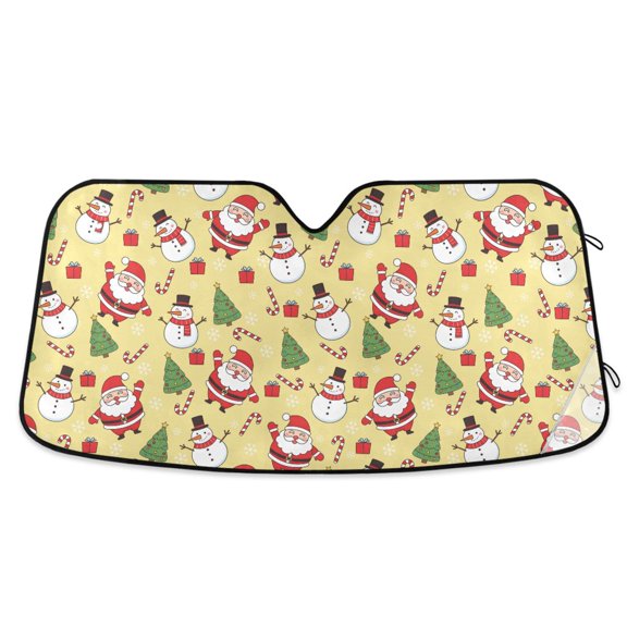 Dailycode Foldable Car Windshield Sun Shade Front Window Visor Blocks UV Rays Keeps Interior Cool 55x27.6 Cute Santa Claus Snowman Tree