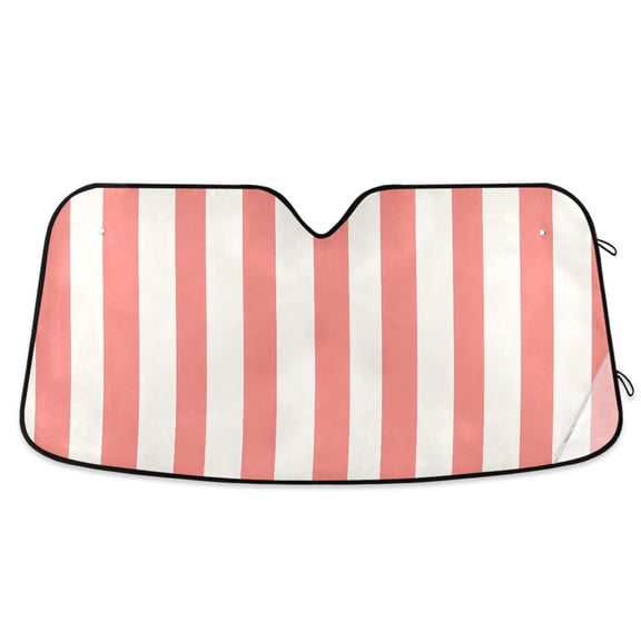Dailycode Foldable Car Windshield Sun Shade Front Window Visor Blocks UV Rays Keeps Interior Cool 55x27.6 Pinkish Red and White Stripes