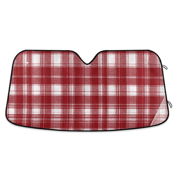 Dailycode Foldable Car Windshield Sun Shade Front Window Visor Blocks UV Rays Keeps Interior Cool 55x27.6 Red and White Plaid