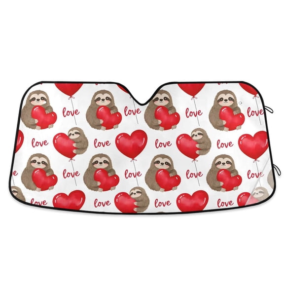 Dailycode Foldable Car Windshield Sun Shade Front Window Visor Blocks UV Rays Keeps Interior Cool 55x27.6 Sloth with Love Balloon