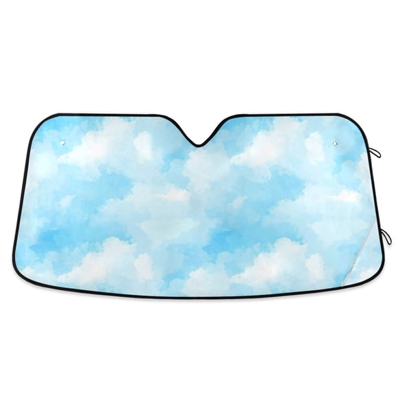 Dailycode Foldable Car Windshield Sun Shade Front Window Visor Blocks UV Rays Keeps Interior Cool 57x31.5 Light Blue Watercolor Cloud