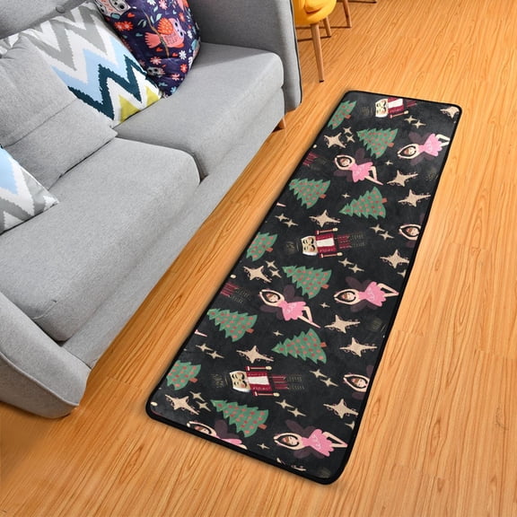Dailycode Hallway Runner Rug 2x6 Non Slip Absorbent Soft Floor Mat for Home Kitchen Bedroom Entrance Ballet Fairy Nutcracker Tree