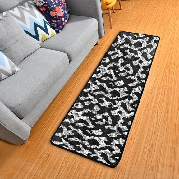 Dailycode Hallway Runner Rug 2x6 Non Slip Absorbent Soft Floor Mat for Home Kitchen Bedroom Entrance Black Snake Skin