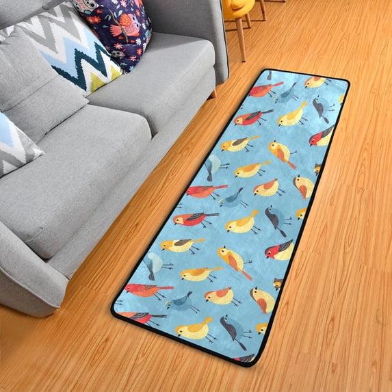Dailycode Hallway Runner Rug 2x6 Non Slip Absorbent Soft Floor Mat for Home Kitchen Bedroom Entrance Cartoon Little Birds