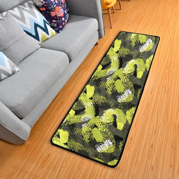 Dailycode Hallway Runner Rug 2x6 Non Slip Absorbent Soft Floor Mat for Home Kitchen Bedroom Entrance Green Snake_skin