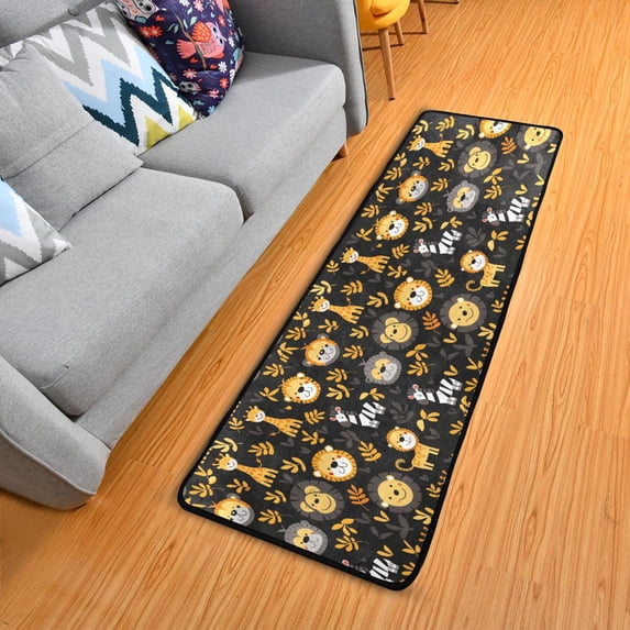 Dailycode Hallway Runner Rug 2x6 Non Slip Absorbent Soft Floor Mat for Home Kitchen Bedroom Entrance Lion Zebra Giraffe Leaf
