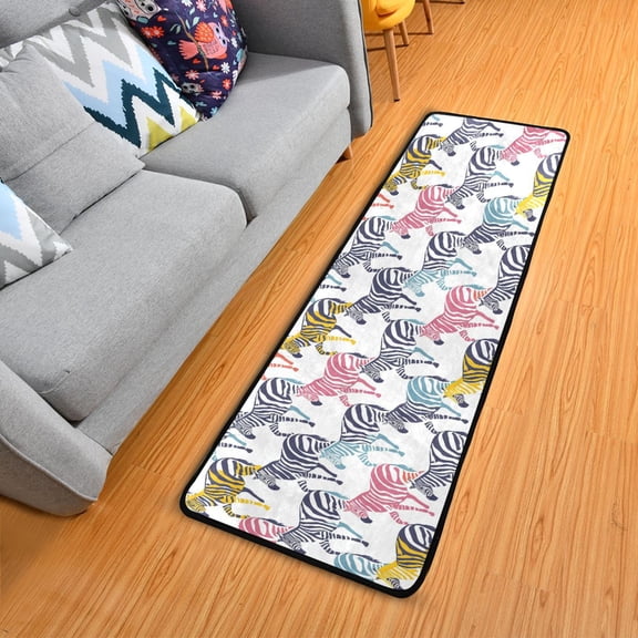Dailycode Hallway Runner Rug 2x6 Non Slip Absorbent Soft Floor Mat for Home Kitchen Bedroom Entrance Zebras Outline