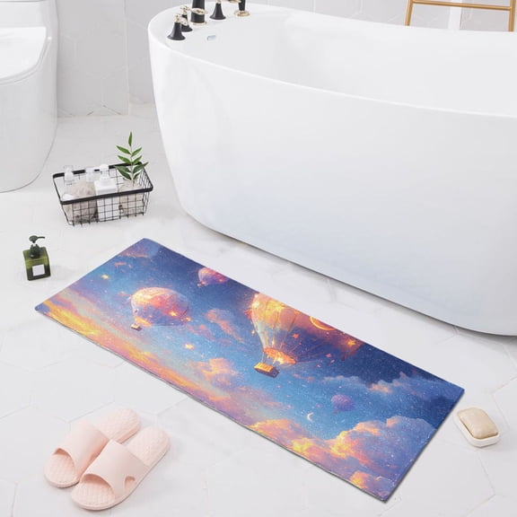 Dailycode Hot Air Balloons Floating in Sky Bathroom Rugs Non Slip Absorbent Soft Plush Quick Dry Bath Mat, 39"x20"