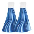 thumbnail image 1 of Dailycode Kitchen Wash Cloths with Hanging Loops Absorbent Absorbent Quick Drying Hand Towels, 2 Pack, Abstract Blue Ripples, 1 of 7