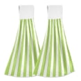 thumbnail image 1 of Dailycode Kitchen Wash Cloths with Hanging Loops Absorbent Absorbent Quick Drying Hand Towels, 2 Pack, Apple Green and White Stripes, 1 of 7