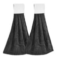 thumbnail image 1 of Dailycode Kitchen Wash Cloths with Hanging Loops Absorbent Absorbent Quick Drying Hand Towels, 2 Pack, Black Elegant Swirling Plants, 1 of 7