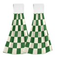 thumbnail image 1 of Dailycode Kitchen Wash Cloths with Hanging Loops Absorbent Absorbent Quick Drying Hand Towels, 2 Pack, Green and White Checkerboard, 1 of 7