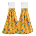 thumbnail image 1 of Dailycode Kitchen Wash Cloths with Hanging Loops Absorbent Absorbent Quick Drying Hand Towels, 2 Pack, Leaf Umbrellas Beer Ball, 1 of 7