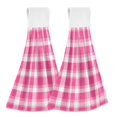 thumbnail image 1 of Dailycode Kitchen Wash Cloths with Hanging Loops Absorbent Absorbent Quick Drying Hand Towels, 2 Pack, Pink White Plaid, 1 of 7