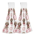 thumbnail image 1 of Dailycode Kitchen Wash Cloths with Hanging Loops Absorbent Absorbent Quick Drying Hand Towels, 2 Pack, Puppies Bow Donut, 1 of 7