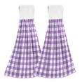 thumbnail image 1 of Dailycode Kitchen Wash Cloths with Hanging Loops Absorbent Absorbent Quick Drying Hand Towels, 2 Pack, Purple White Gingham, 1 of 7
