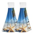thumbnail image 1 of Dailycode Kitchen Wash Cloths with Hanging Loops Absorbent Absorbent Quick Drying Hand Towels, 2 Pack, Starfish Beach Coconut Tree, 1 of 7