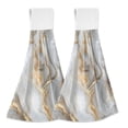 thumbnail image 1 of Dailycode Kitchen Wash Cloths with Hanging Loops Absorbent Absorbent Quick Drying Hand Towels, 2 Pack, White Gold Marble, 1 of 7