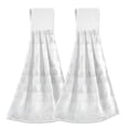 thumbnail image 1 of Dailycode Kitchen Wash Cloths with Hanging Loops Absorbent Absorbent Quick Drying Hand Towels, 2 Pack, White and Light Gray Triangular, 1 of 7