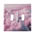 thumbnail image 1 of Dailycode Light Switch Plate Covers 2 Gang Wall Plate Plastics Outlet Covers for Kitchen Home Office Decor Airplane Fly above Pink Clouds, 1 of 8