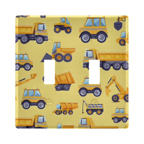 Dailycode Light Switch Plate Covers 2 Gang Wall Plate Plastics Outlet Covers for Kitchen Home Office Decor Backhoe Excavator Dump Truck