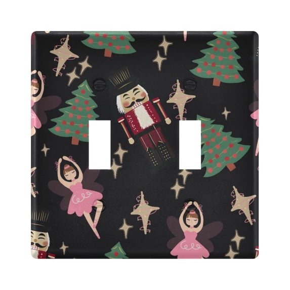 Dailycode Light Switch Plate Covers 2 Gang Wall Plate Plastics Outlet Covers for Kitchen Home Office Decor Ballet Fairy Nutcracker Tree