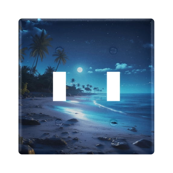 Dailycode Light Switch Plate Covers 2 Gang Wall Plate Plastics Outlet Covers for Kitchen Home Office Decor Beach in Night