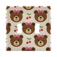 thumbnail image 1 of Dailycode Light Switch Plate Covers 2 Gang Wall Plate Plastics Outlet Covers for Kitchen Home Office Decor Bear Bow Cherry, 1 of 8