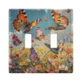 thumbnail image 1 of Dailycode Light Switch Plate Covers 2 Gang Wall Plate Plastics Outlet Covers for Kitchen Home Office Decor Butterfly Flower Oil Painting, 1 of 8